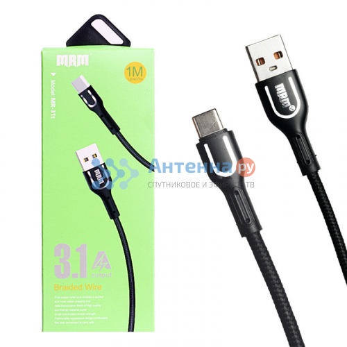 Шнур USB кабель MRM MR31t (Type-C) черный 1м