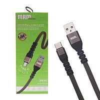 Шнур USB кабель MRM MR36t Type-C Тканевый плоский (coffee) 1м