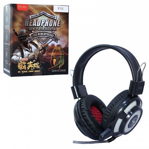 Наушники полноразмерные игровые KUBITE F15 (black) с микрофоном RGB