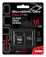 Карта micro SDHC карта памяти QUMO 16GB Сlass 10 (с адаптером SD)