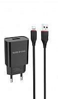 Сетевое зарядное устройство Borofone BA20A 1USB Lightning (черный)