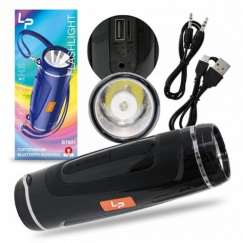Портативная колонка BT601 с bluetooth (TF/USB/3,5 jack/с фонариком) Black