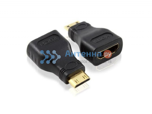 Переходник MINI HDMI "шт" - HDMI "гн" пластик "позолоченный"