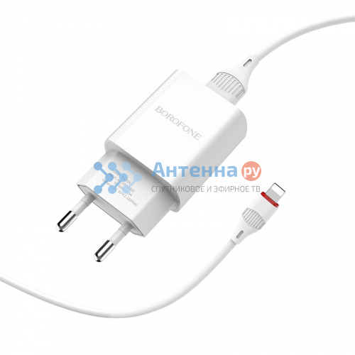 Сетевое зарядное устройство Borofone BA20A 1USB Lightning (белый) фото 2