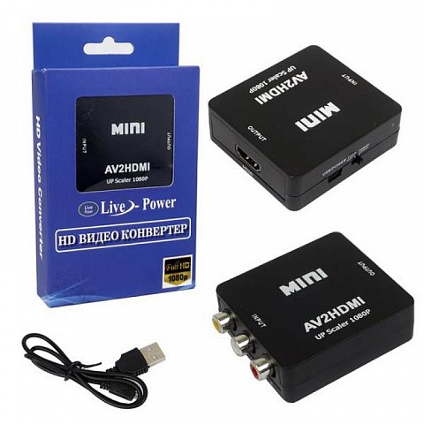 Видеоконвертер вход Video + Audio L/R (3 RCA) - выход HDMI
